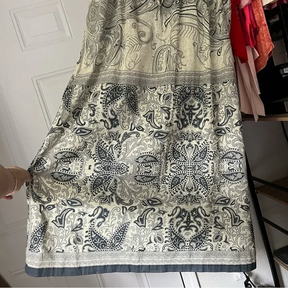 PIPSQUEAK CHAPEAU ivory cream black scroll floral paisley cotton midi dress - Picture 3 of 7